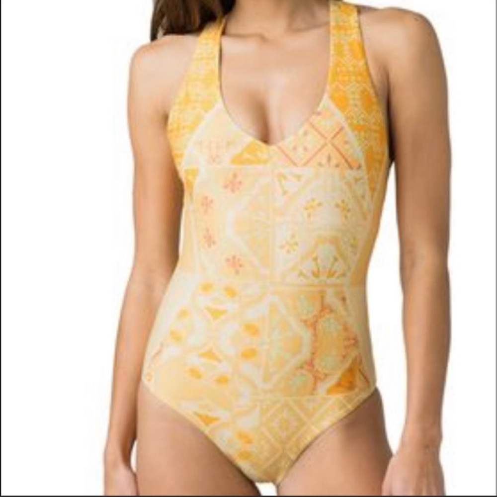 PrAna Yellow Ella One Piece Swimsuit. New without tags. Size M